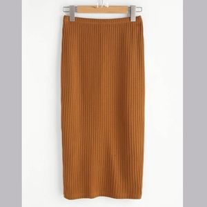 Split Back Ribbed Knit Skirt  |  SheIn